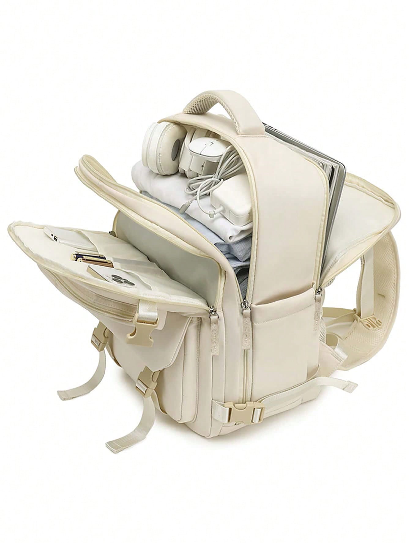 Многослойный большой дорожный рюкзак 15, бежевый вместительный рюкзак bange для мужчин растягивающийся дорожный деловой портфель для ноутбука 17 3 дюйма с usb портом для подзарядки