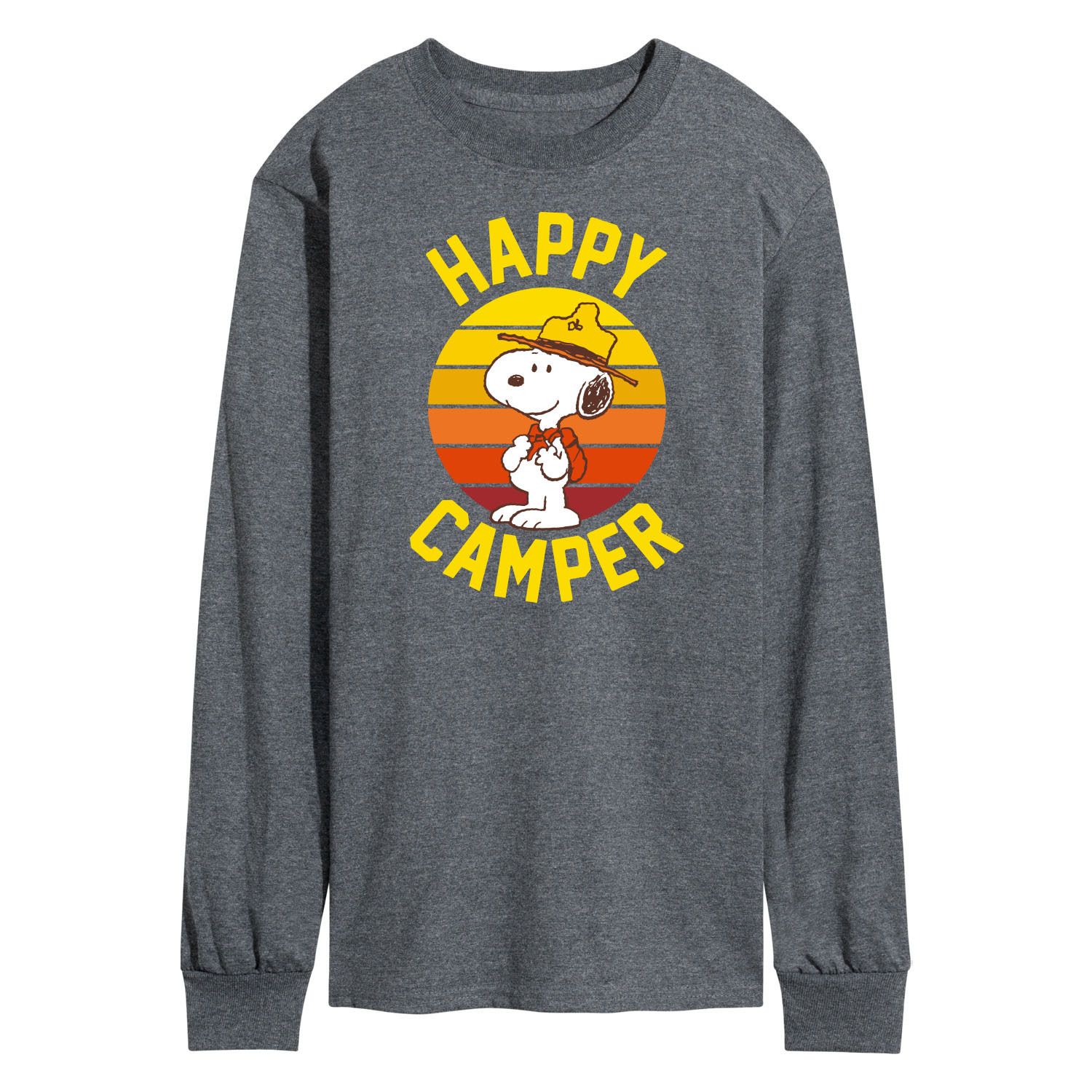 

Мужская футболка с рисунком Peanuts Happy Camper с длинными рукавами Licensed Character