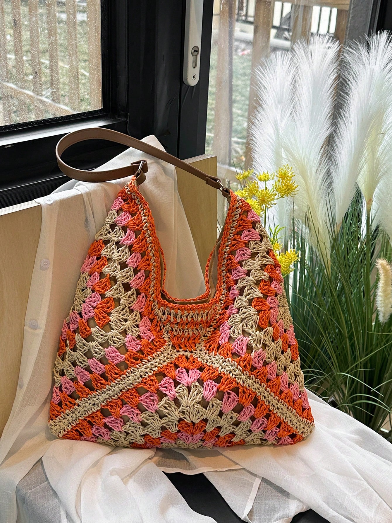 Портативная женская соломенная сумка большой вместимости в стиле бохо, апельсин фото