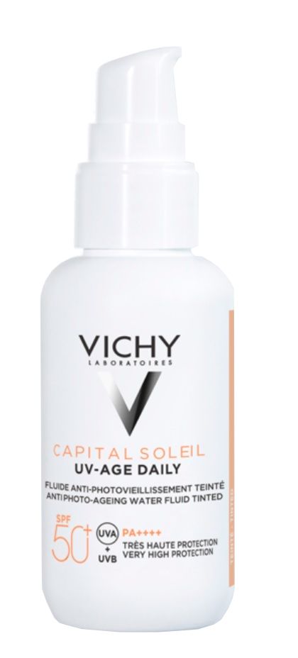Vichy Capital Soleil UV-Age Daily SPF50+ красящий крем с фильтром для лица, 40 ml vichy capital soleil спрей детcкий анти песок spf50 200 мл