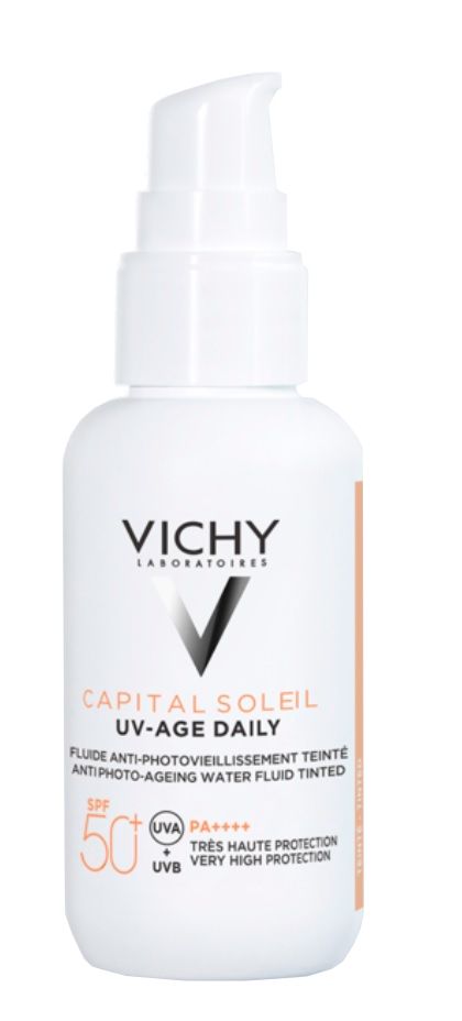 Vichy Capital Soleil UV-Age Daily SPF50+ красящий крем с фильтром для лица, 40 ml набор солнцезащитных средств vichy подарочный набор солнцезащитный флюид capital soleil uv age и мицеллярная вода purete thermale