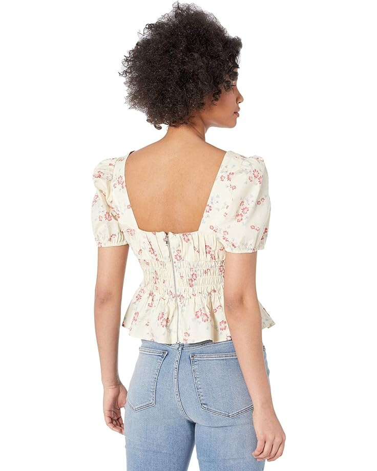 

Топ WAYF Lucian Smocked Waist Top, цвет Ivory Whisper Floral