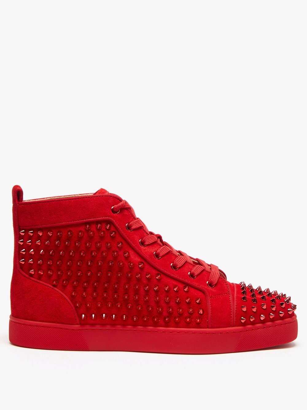 

Высокие замшевые кроссовки louis orlato с шипами Christian Louboutin, красный