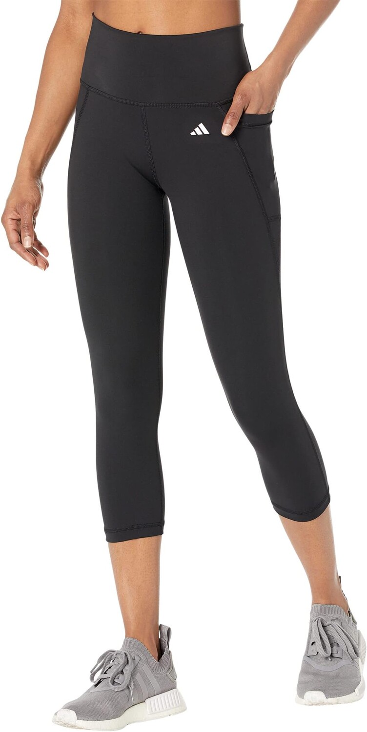 

Брюки Optime Stash Pocket High-Waisted 3/4 Tights adidas, черный