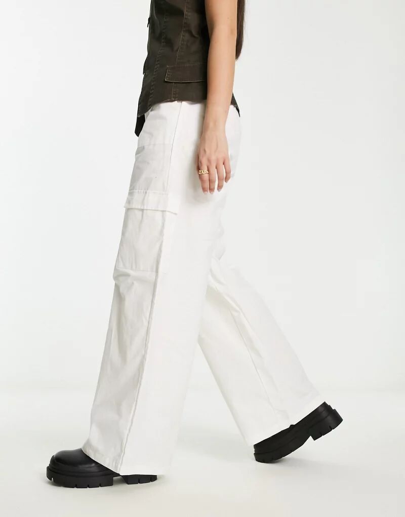 Белые широкие брюки карго Rebellious Fashion цена и фото