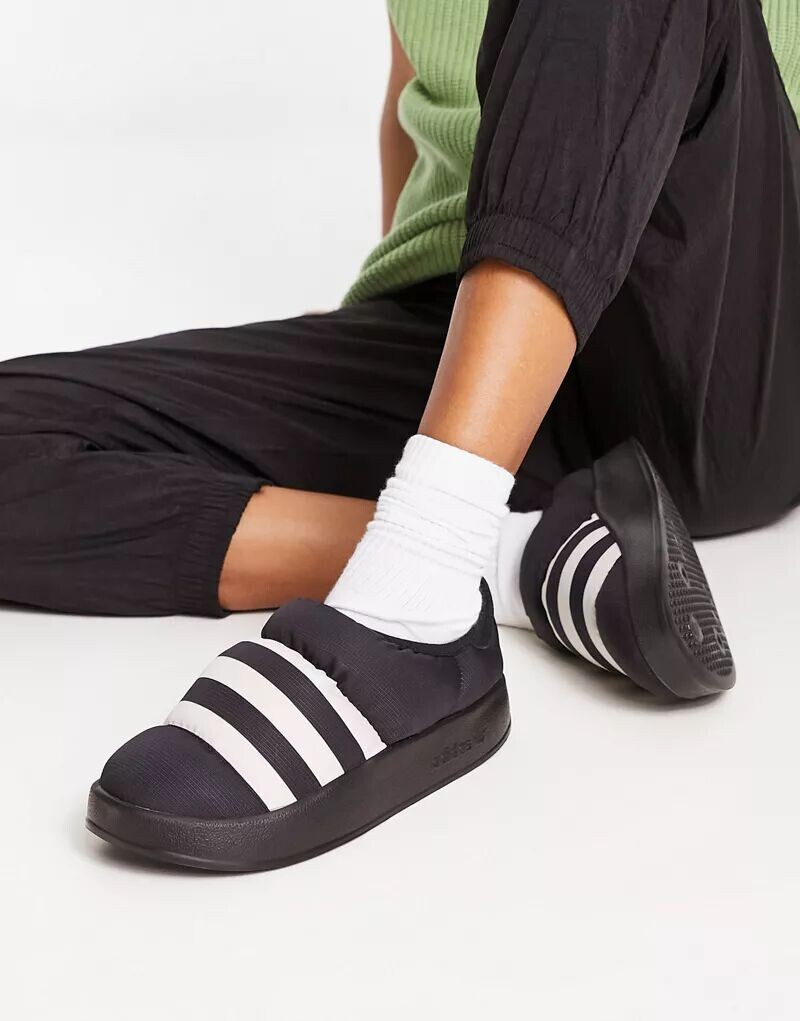 

Черные кроссовки adidas Originals Puffylette с белой отделкой