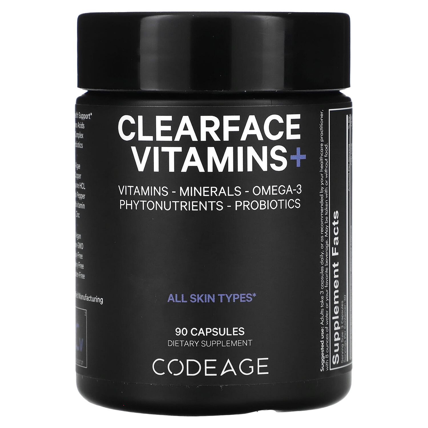 

Clearface, витамины, для всех типов кожи, 90 капсул, Codeage