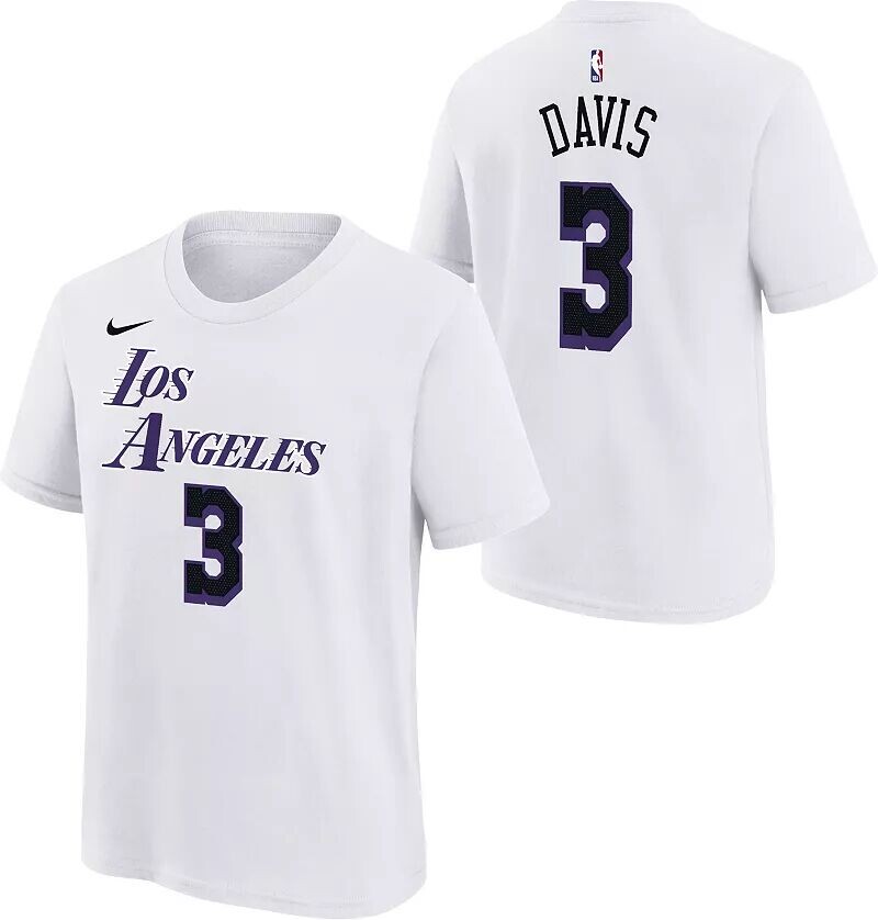

Белая хлопковая футболка Nike Youth 2022-23 City Edition Los Angeles Lakers Anthony Davis #3