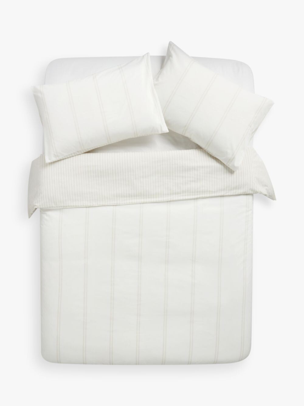 

Двусторонний комплект пододеяльников John Lewis Duet Stripe Super King, белый/натуральный