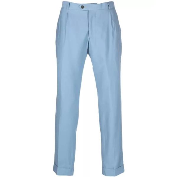 Брюки straight leg tailored trousers with pressed crease Reveres 1949, синий