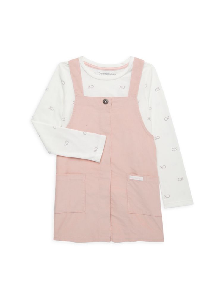 цена Комплект из двух предметов: футболка и платье для маленькой девочки Calvin Klein, розовый