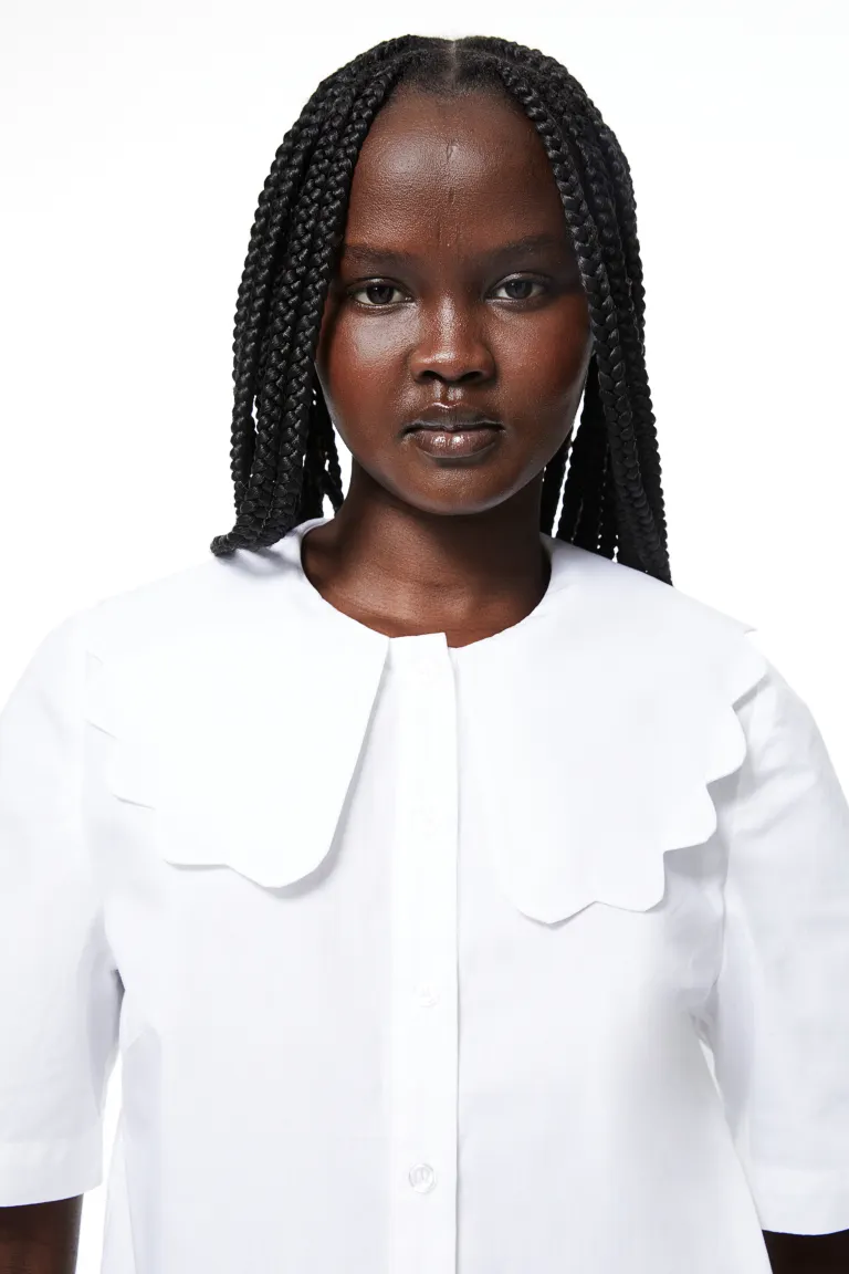 

Блузка из поплина с воротником H&M, белый
