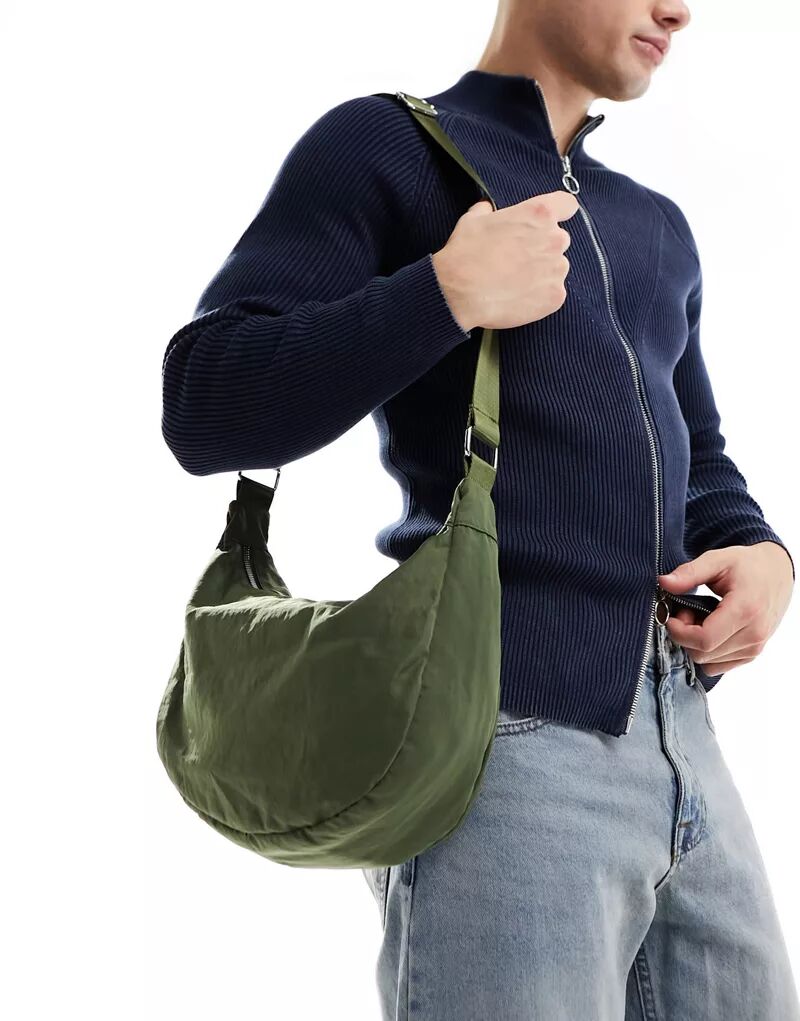 Большая сумка через плечо My Accessories из зеленого нейлона