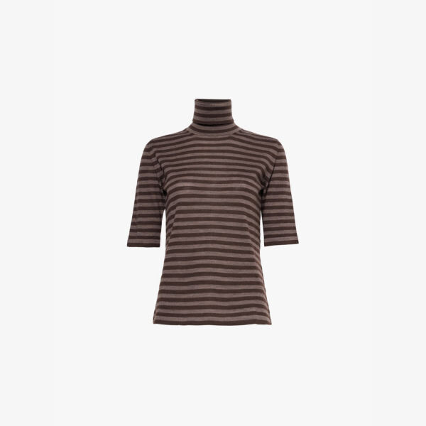 

Шерстяной топ Vadius с полосатым принтом Max Mara, коричневый