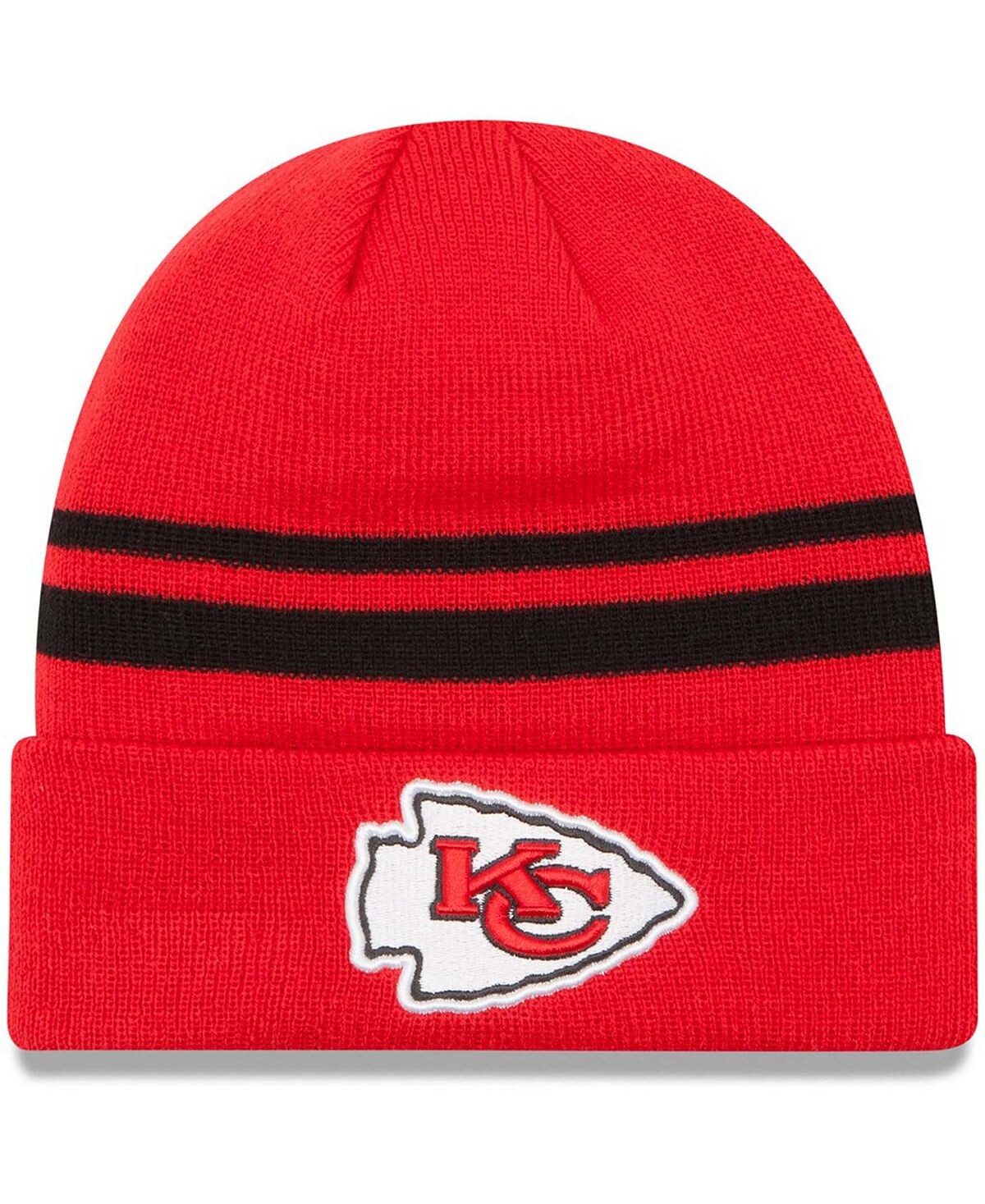 

Красная мужская вязаная шапка New Era Kansas City Chiefs Team с логотипом и манжетами Lids