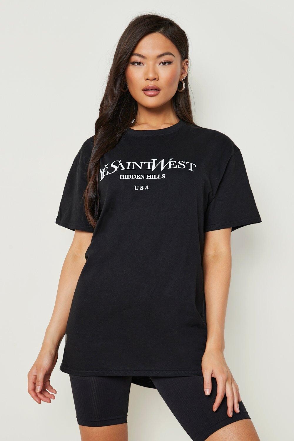 

Футболка оверсайз ye saint west Boohoo, черный