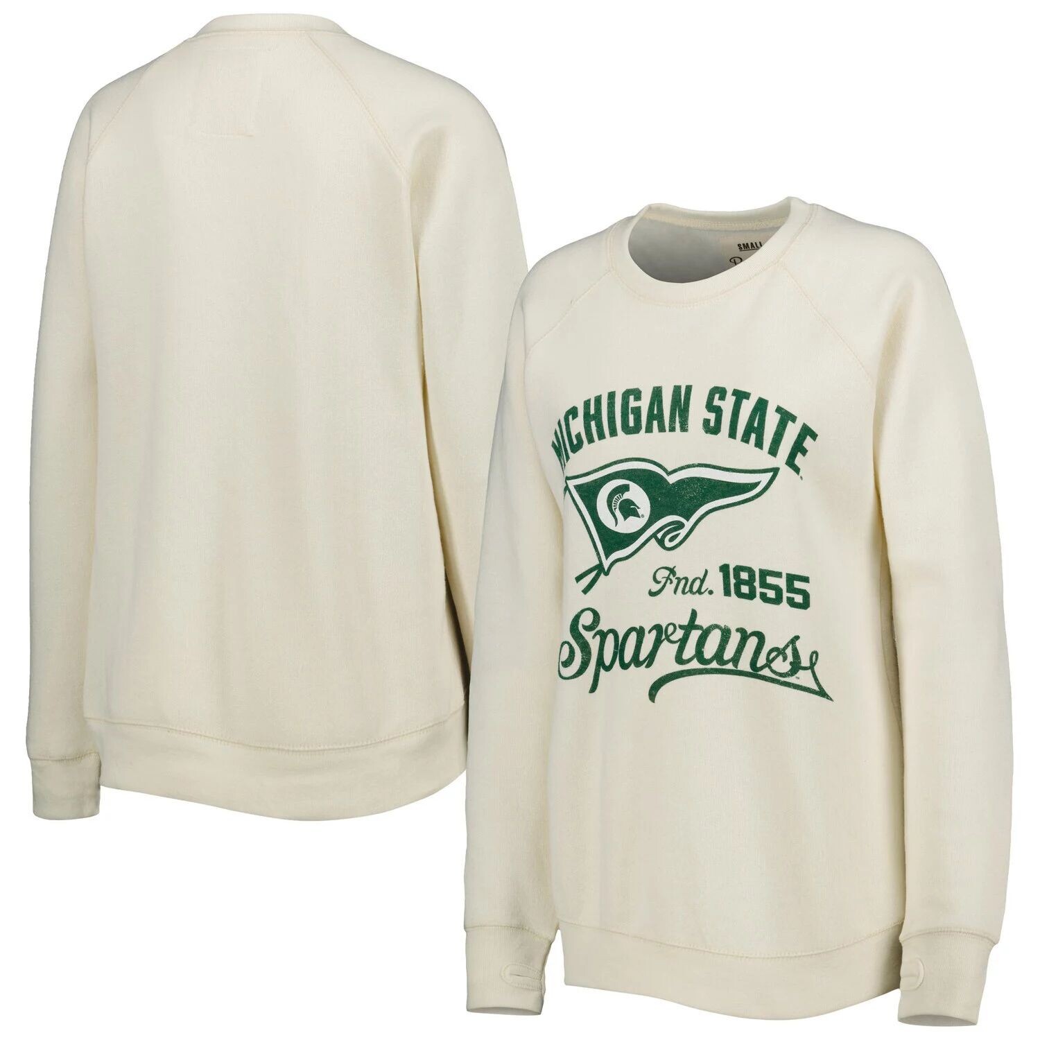 

Женский свитер Pressbox кремового цвета Michigan State Spartans Old Standard Pennant Knobi пуловер с регланом