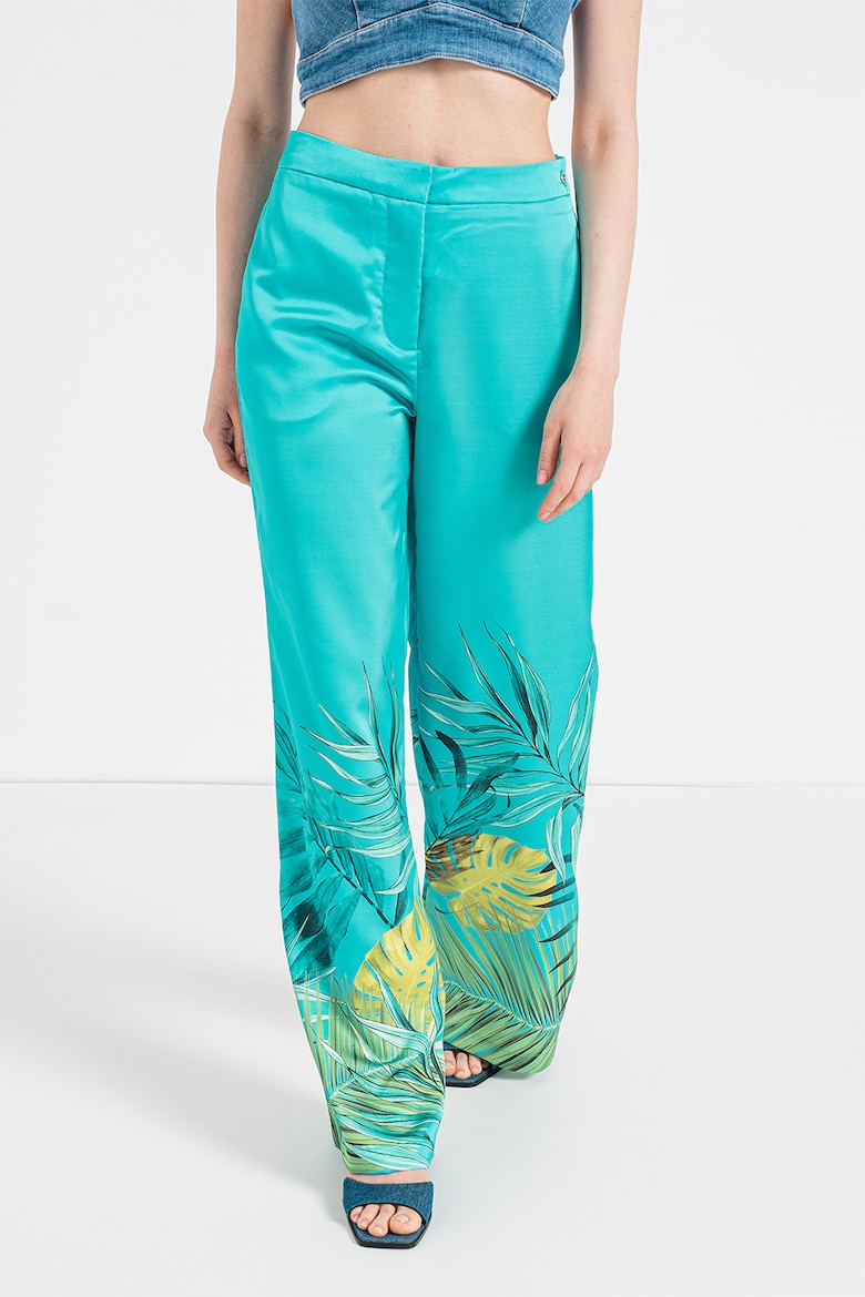 Укороченные брюки с высокой талией Guess, зеленый укороченные джинсы с высокой талией guess оранжевый