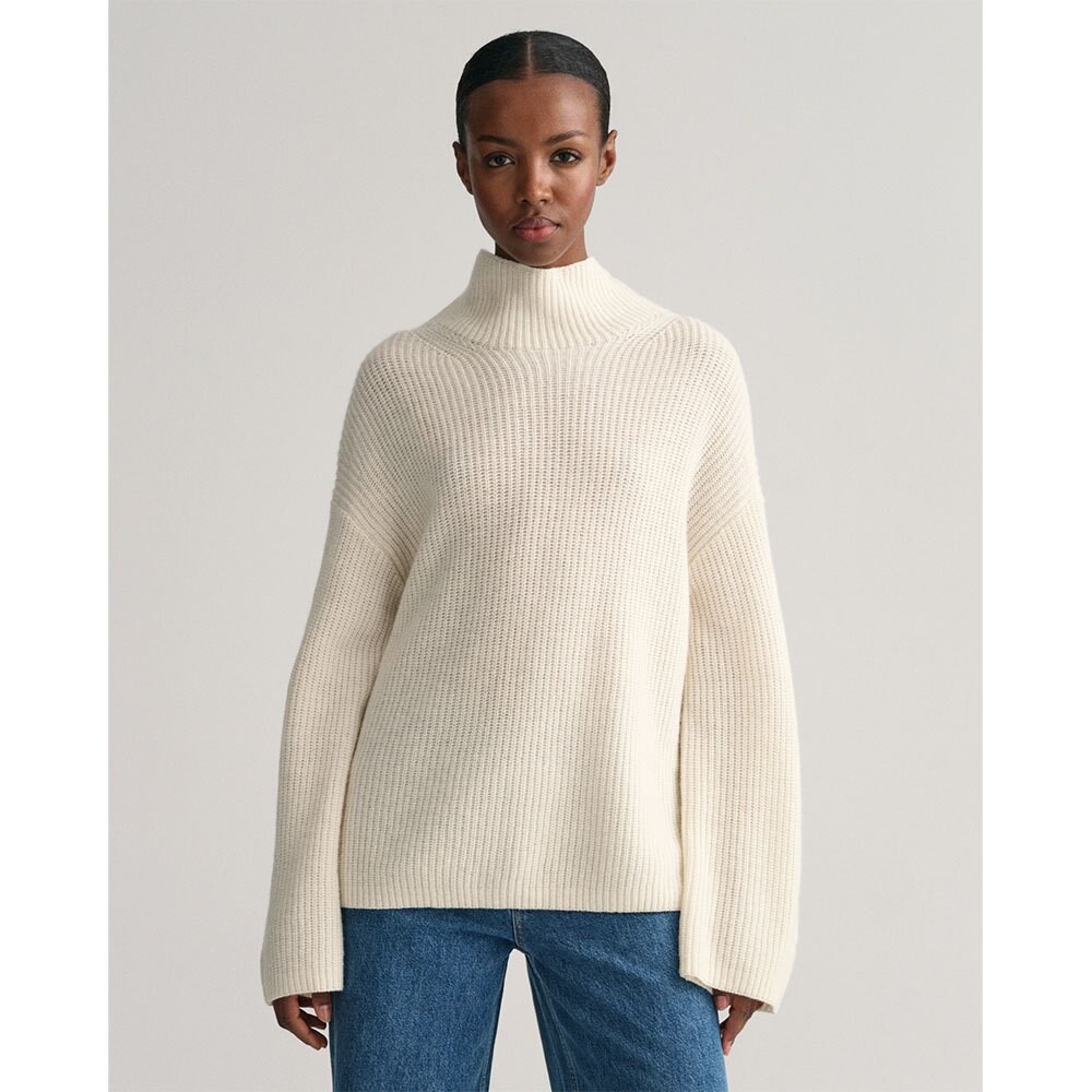 

Свитер Gant Wool Ribbed Stand Collar, бежевый