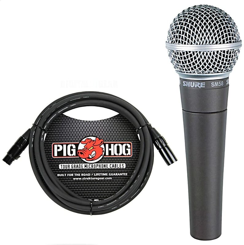 

Микрофон Shure BUNDLE SM58-LC Pig Hog XLR Mic Cable 10 Ft PHM10