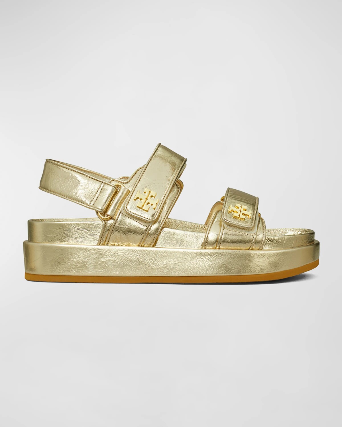 

Спортивные сандалии Kira с двумя ремешками металлик Tory Burch, цвет Spark Gold