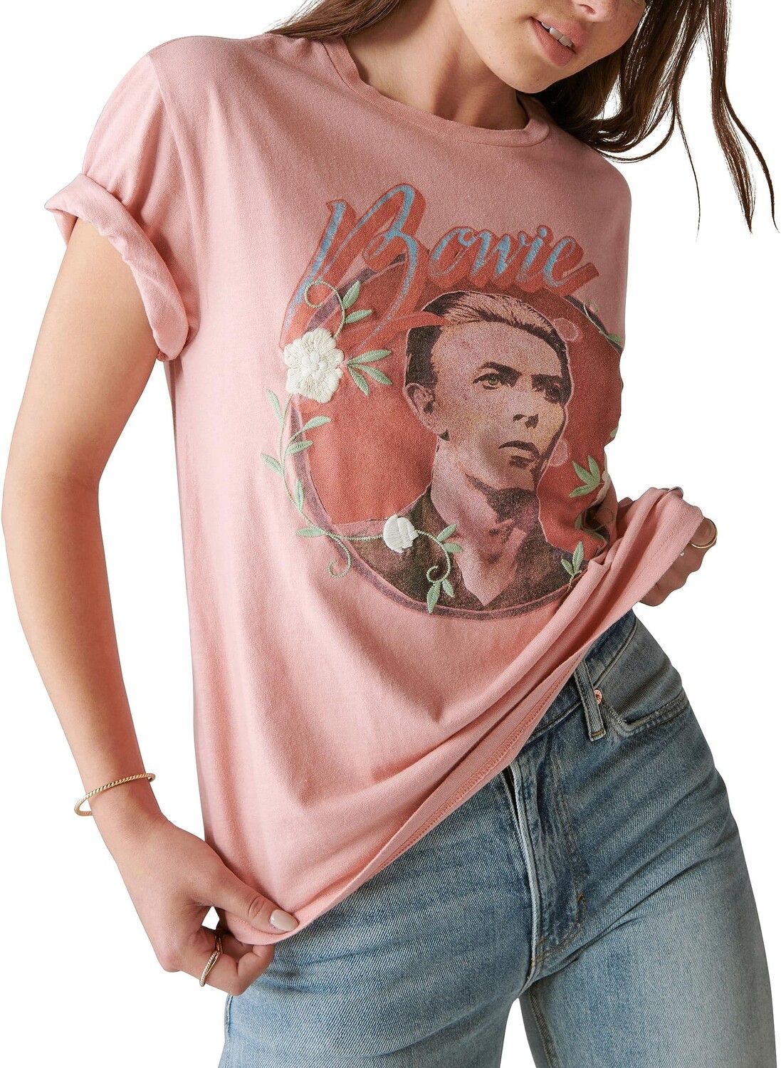 

Футболка бойфренда с вышивкой Bowie Lucky Brand, цвет Rosette