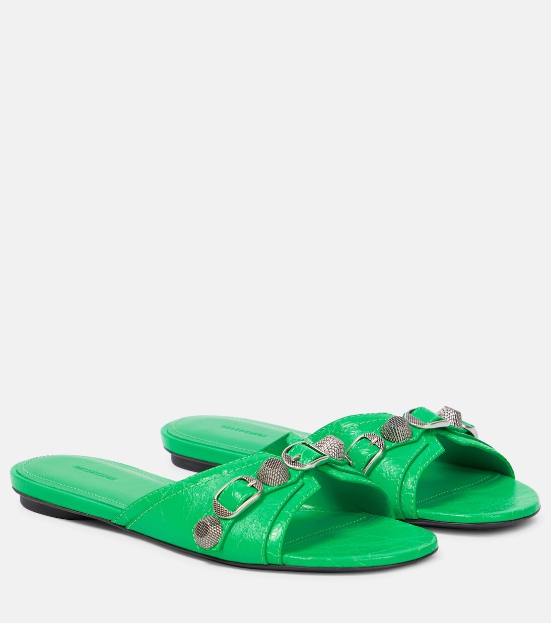 

Шлепанцы cagole из кожи Balenciaga, зеленый