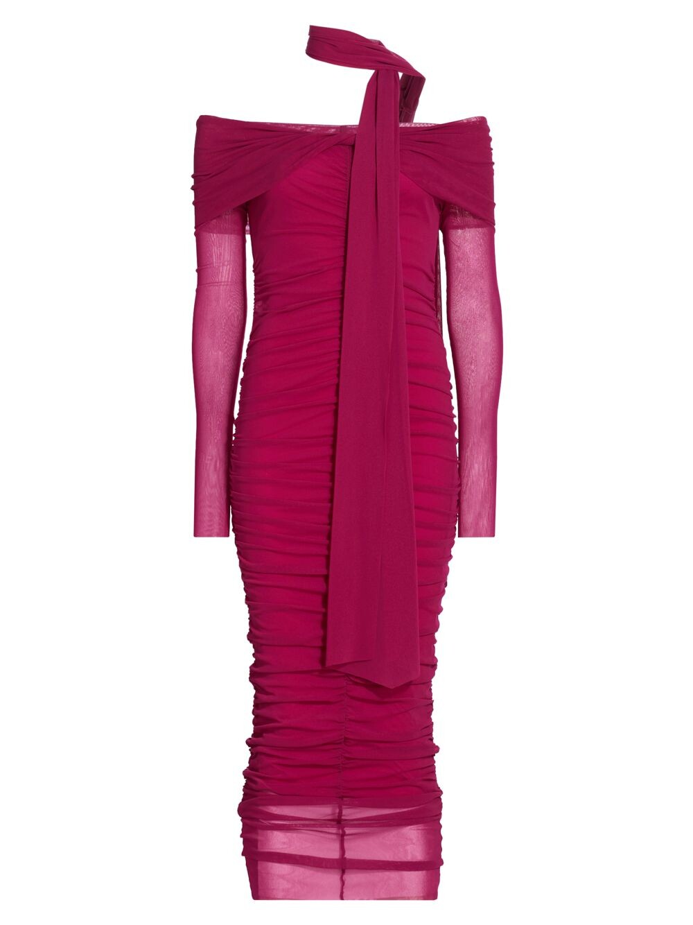 

WNDRLUST Платье миди Adina с рюшами Prabal Gurung, фуксия