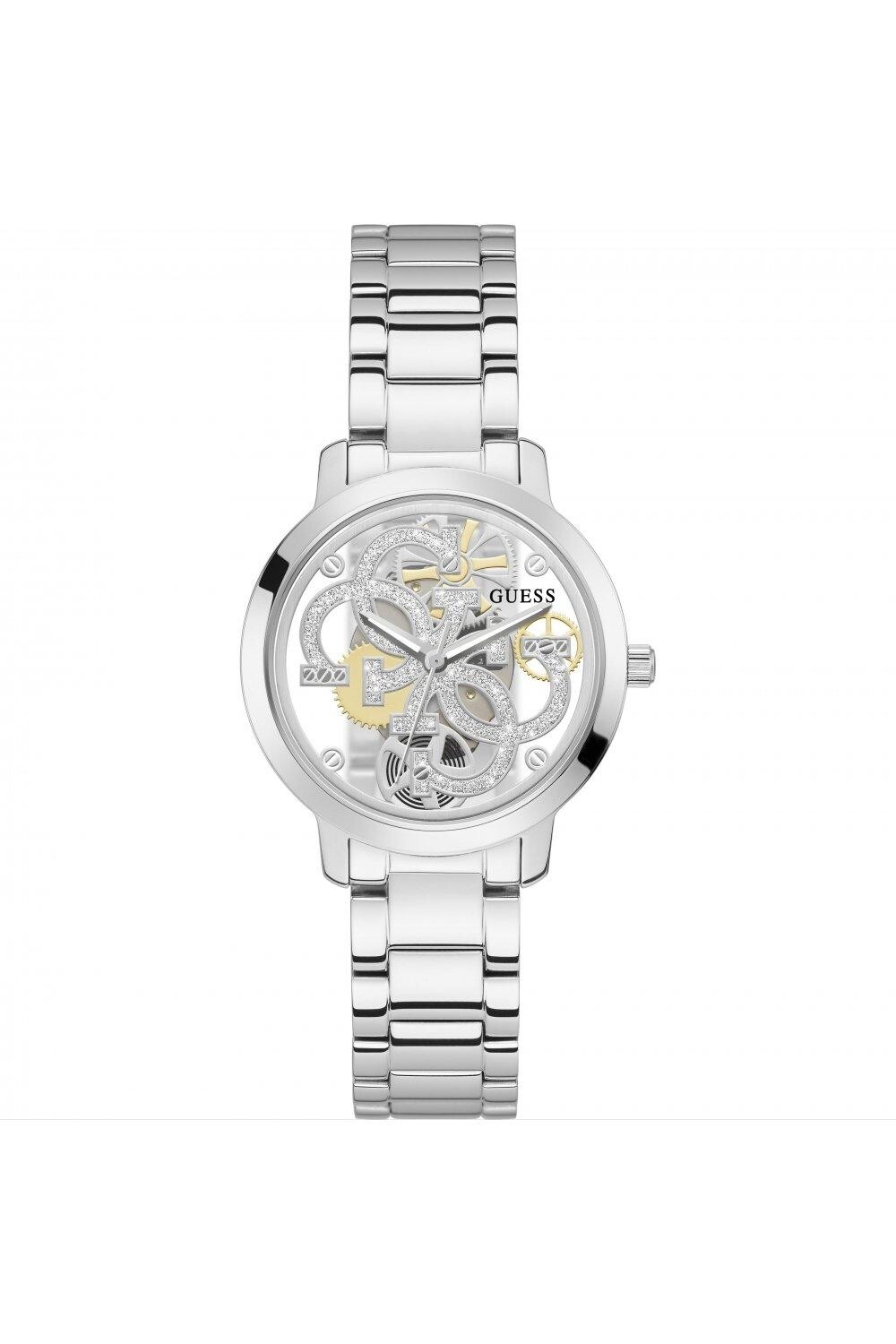 

Модные аналоговые часы Quattro из прозрачной нержавеющей стали - Gw0300L1 Guess, серебро