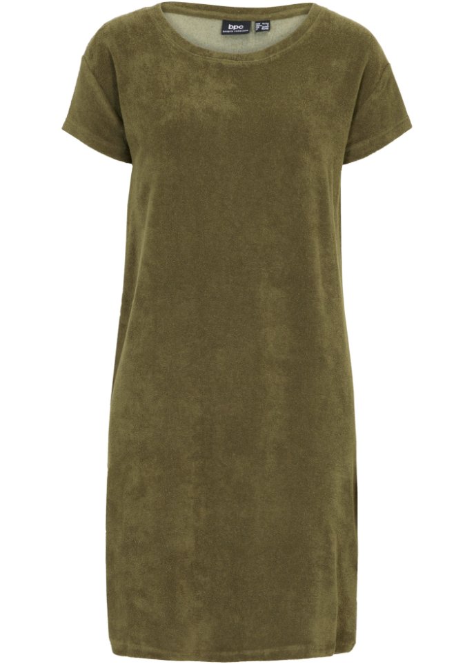 Платье-футболка из махровой ткани Bpc Bonprix Collection, зеленый клатч из махровой ткани единый размер зеленый
