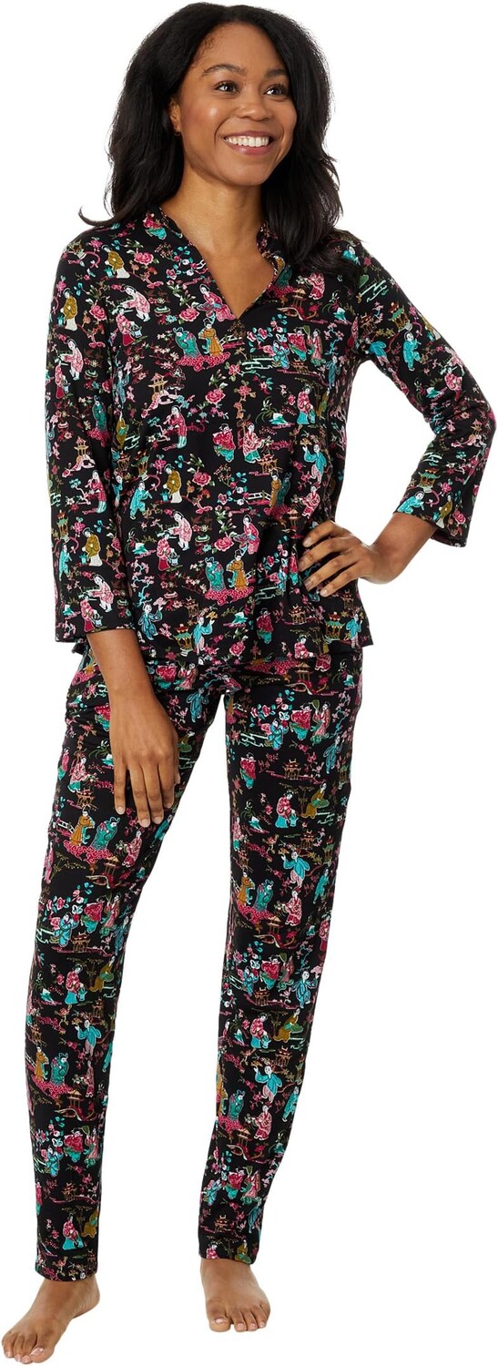 

Ren Cozy Knit Мандарин Пижама N by Natori, цвет Black Multi