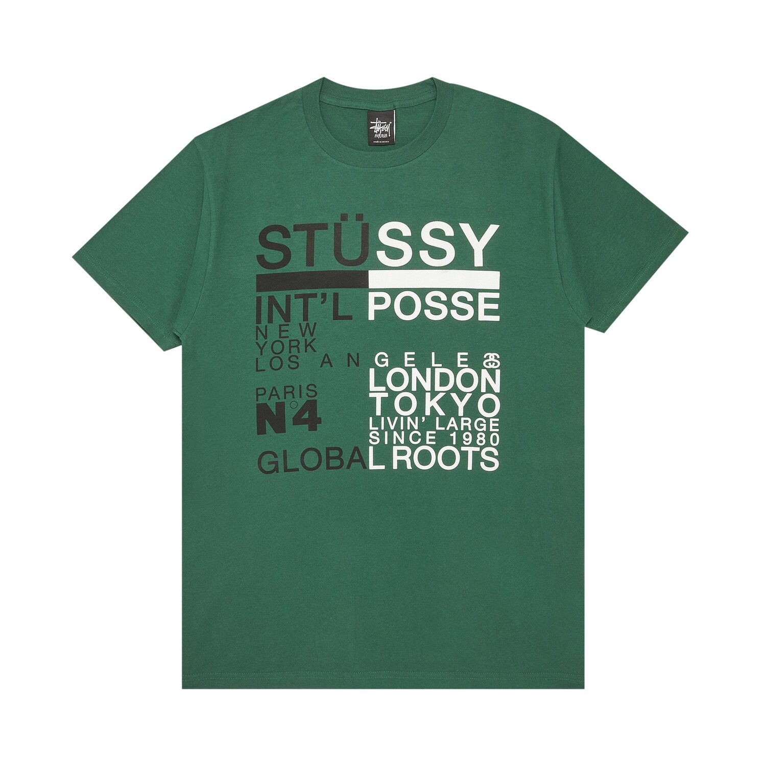 

Футболка Stussy с разрезами, темно-зеленая, Зеленый