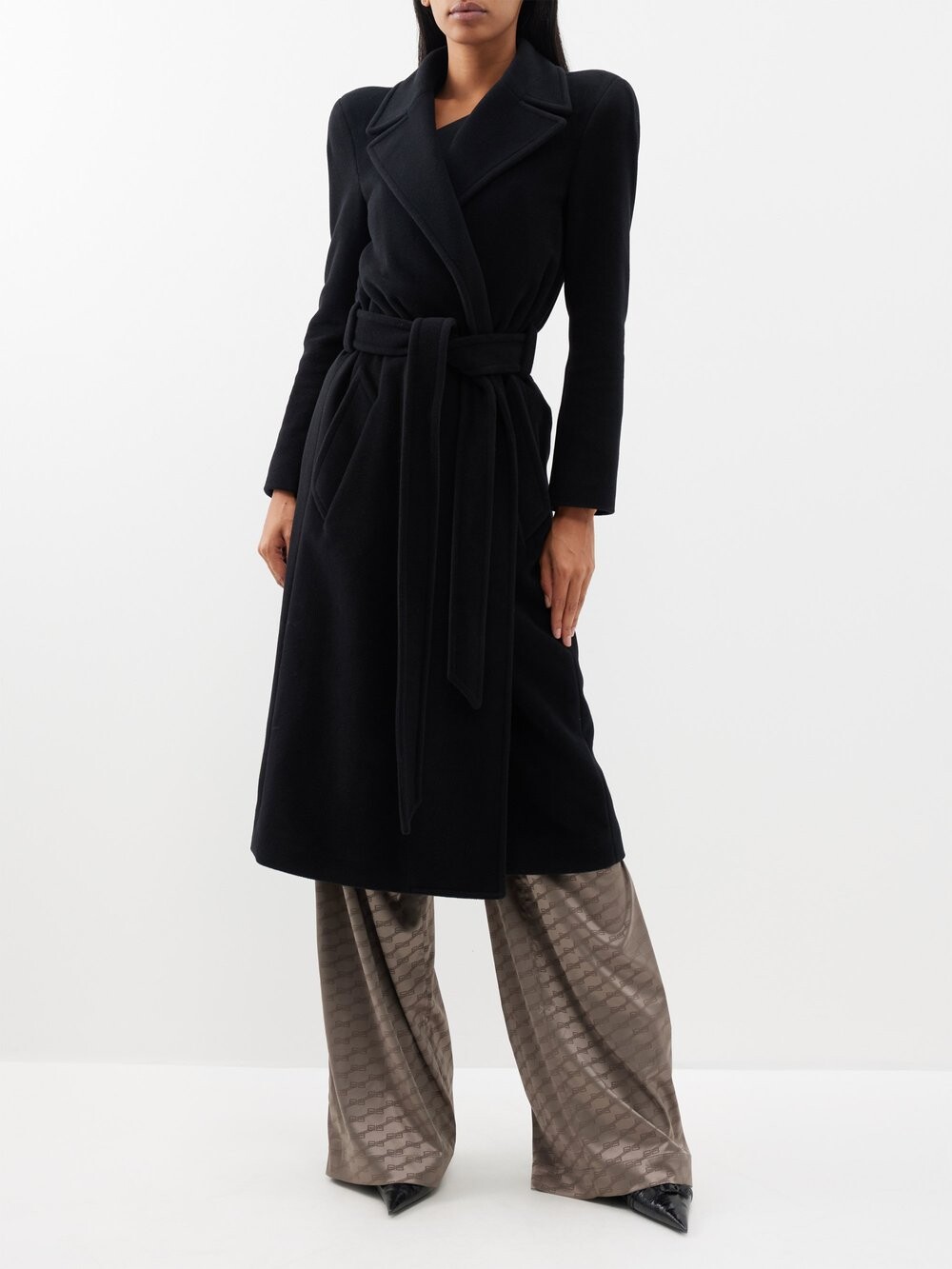 

Пальто с запахом из кашемира Balenciaga, черный