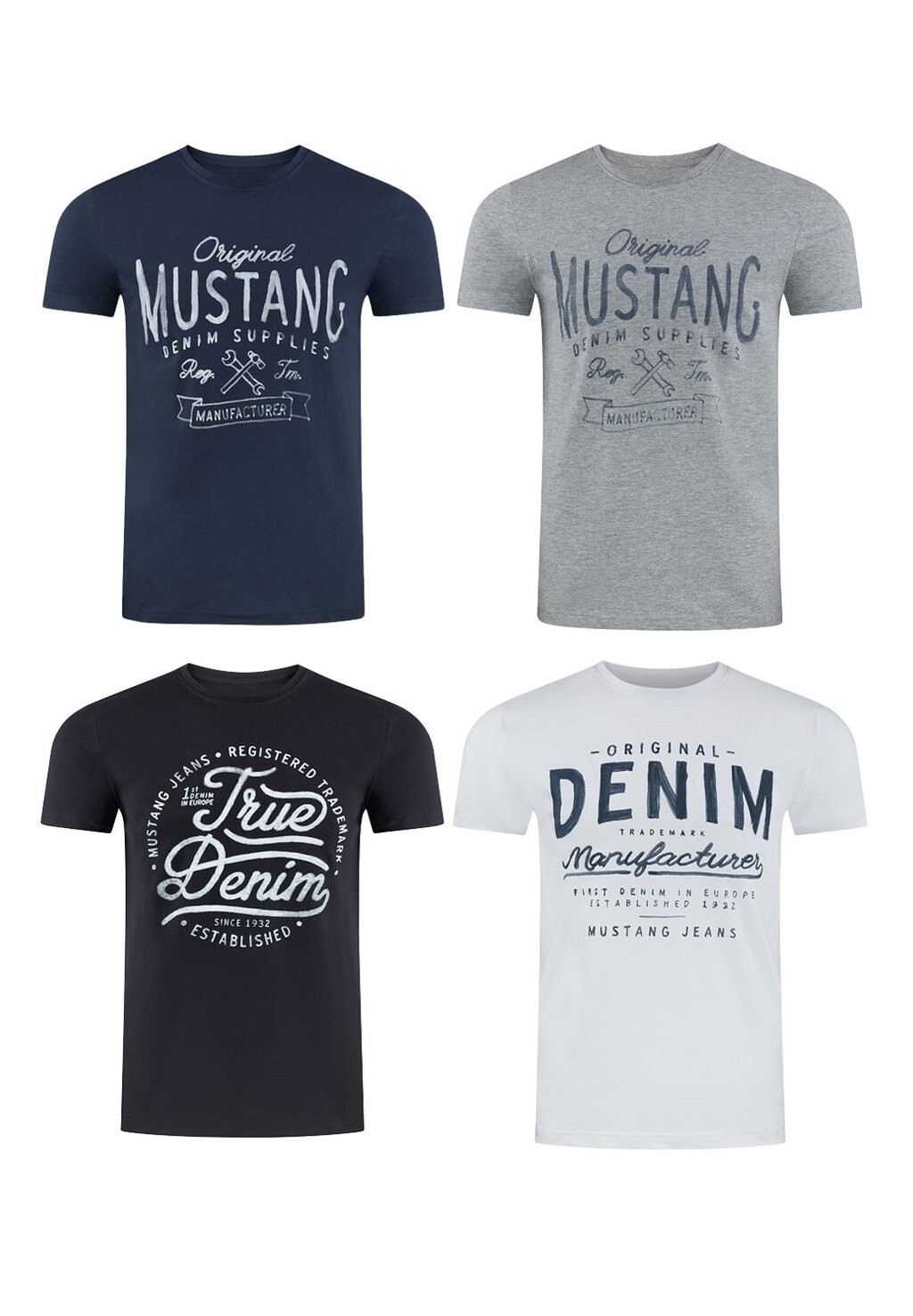 

Футболка с принтом BASIC PRINT TEE 4 PACK Mustang, цвет farbmix