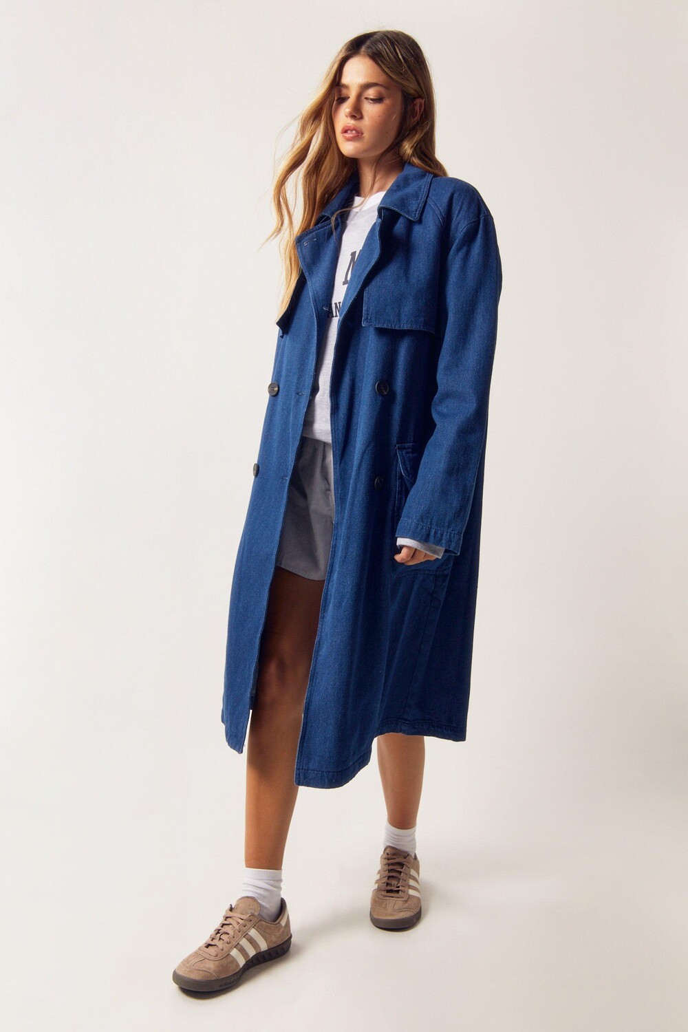 

Джинсовый тренч Nasty Gal, синий