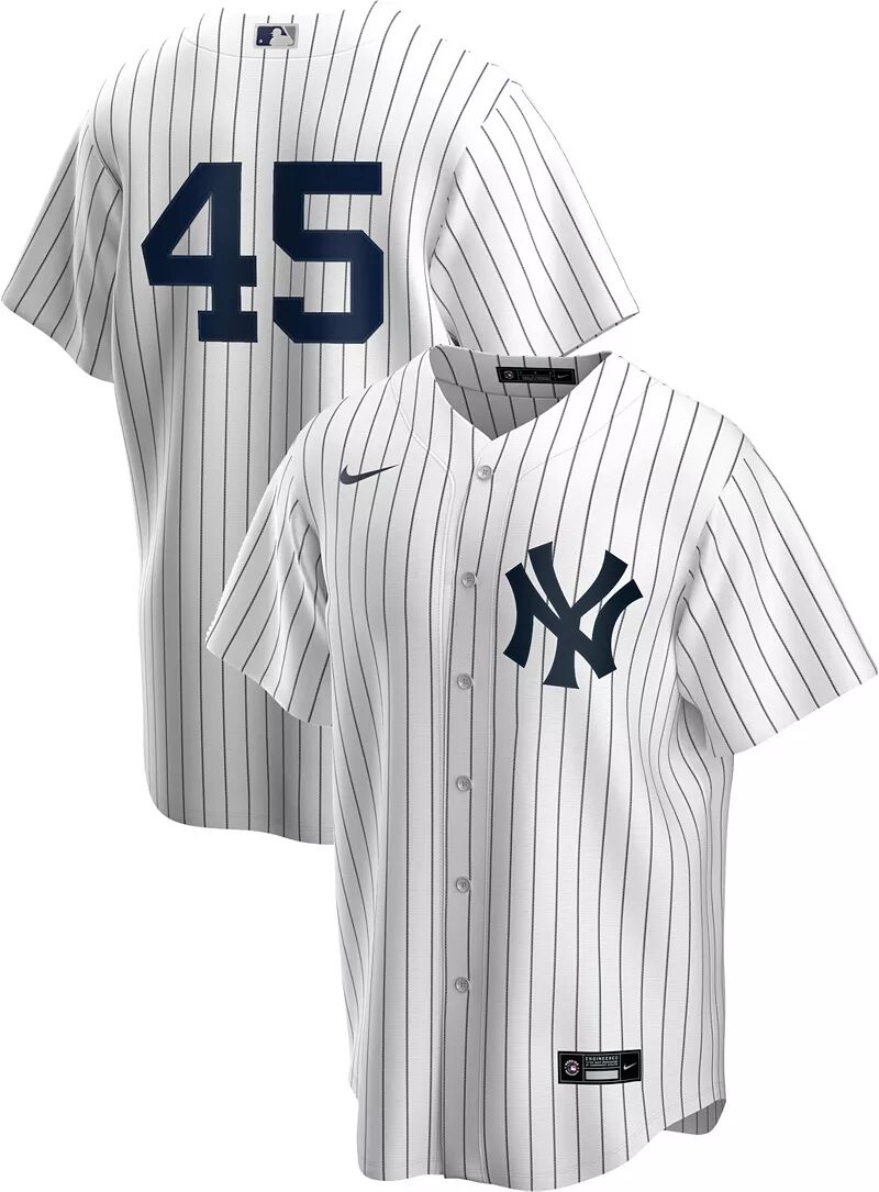 

Мужская реплика Nike New York Yankees Gerrit Cole # 45 Cool Base Number Only White Jersey