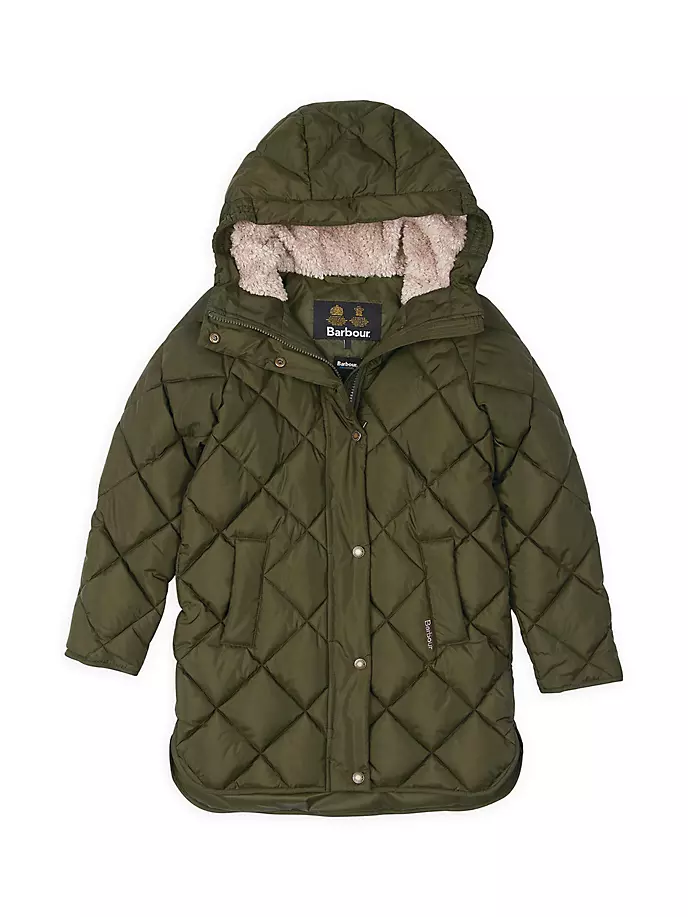 

Стеганая куртка Sandyford для маленьких девочек и девочек Barbour, оливковый