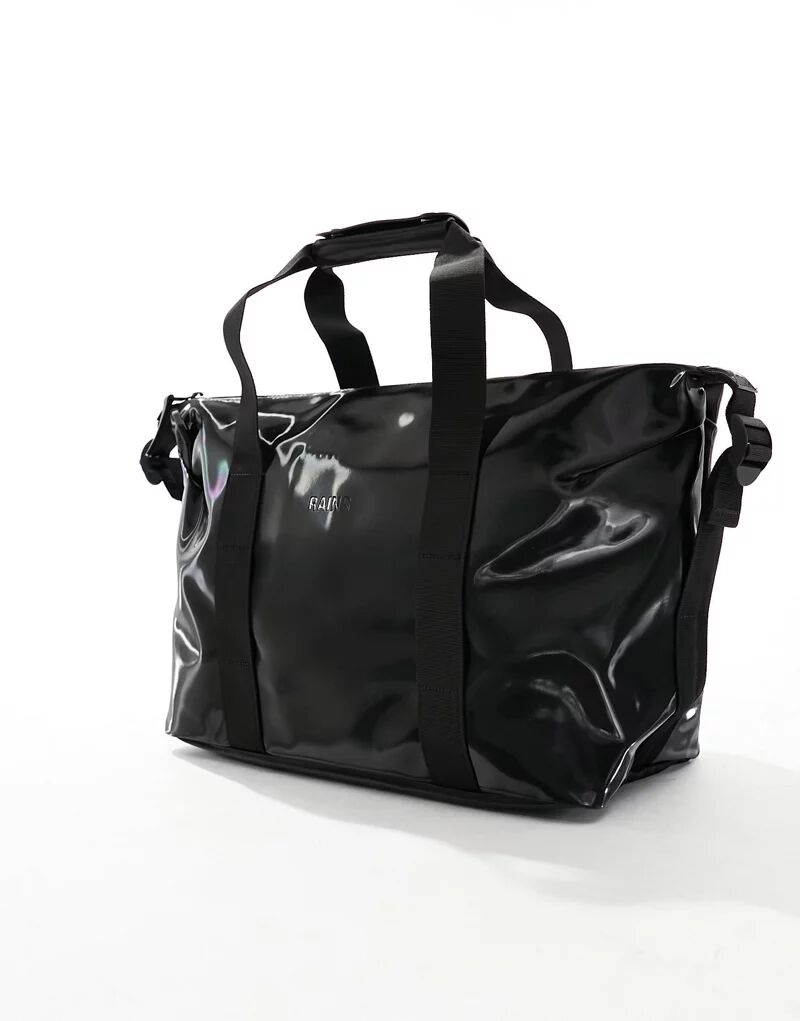 Маленькая водонепроницаемая дорожная сумка унисекс Rains Hilo Weekend черного глянцевого цвета