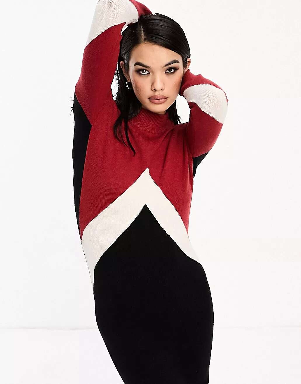 

Разноцветное трикотажное платье макси в стиле колор-блок Vero Moda