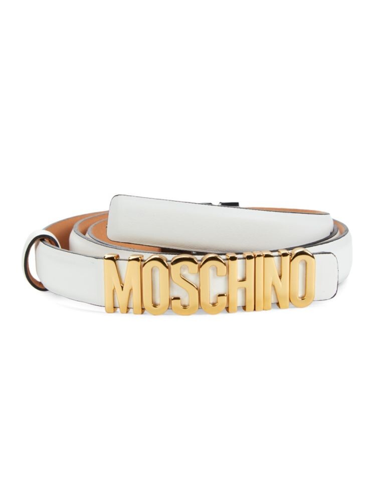

Кожаный ремень с логотипом Moschino, белый