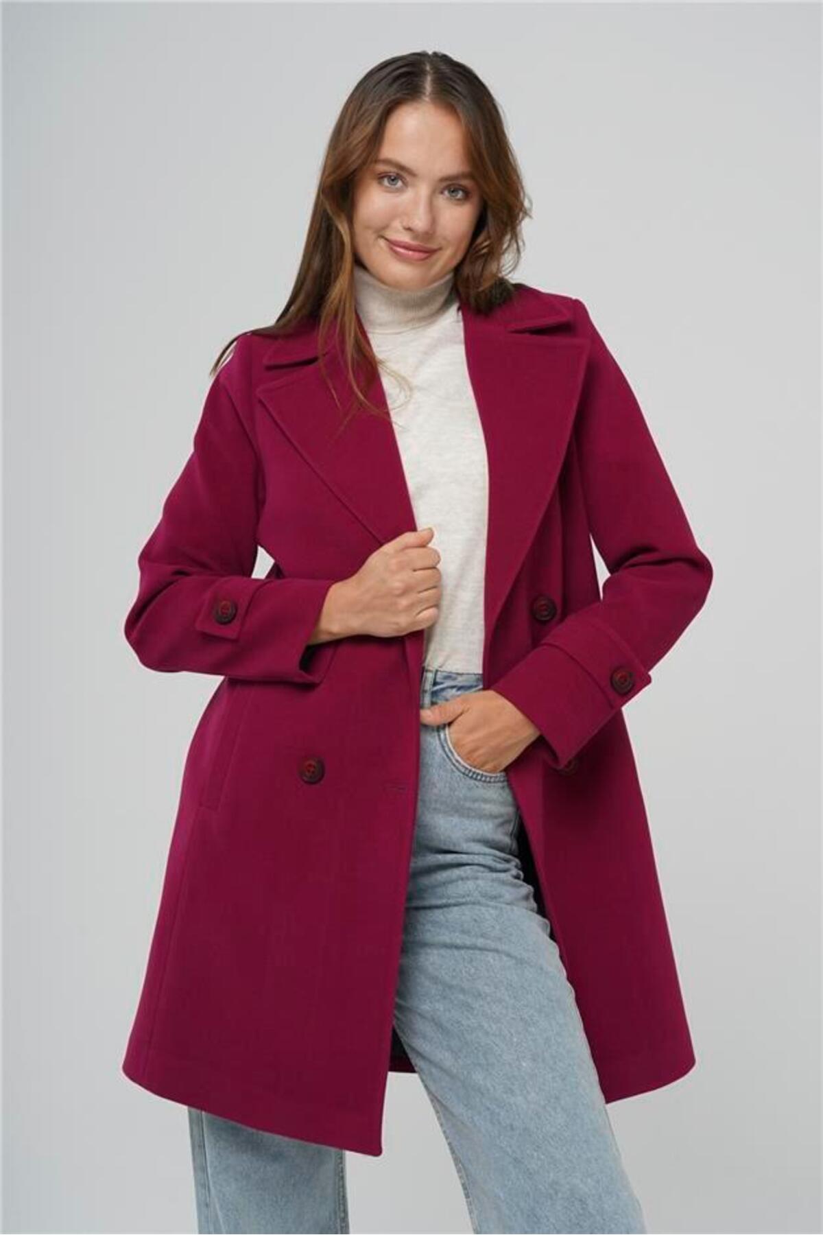 цена Двубортное мужское пальто с воротником Фуксия Olcay, розовый