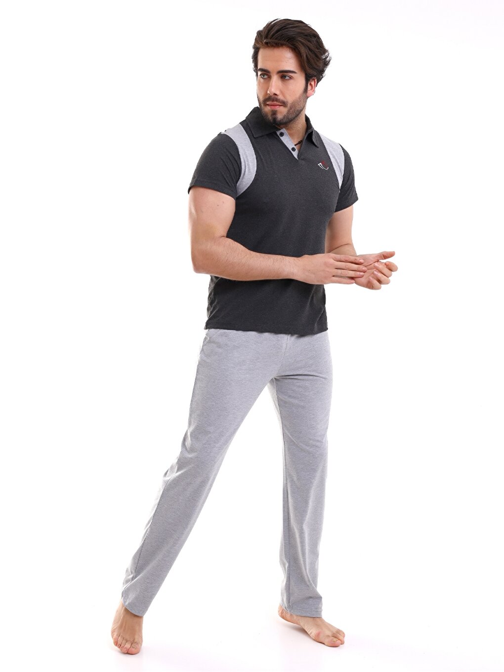 Мужской пижамный комплект стандартной формы PLATINUM GÜNEŞ, серый меланж мужская пижамная нижняя часть стандартной формы güneş черный