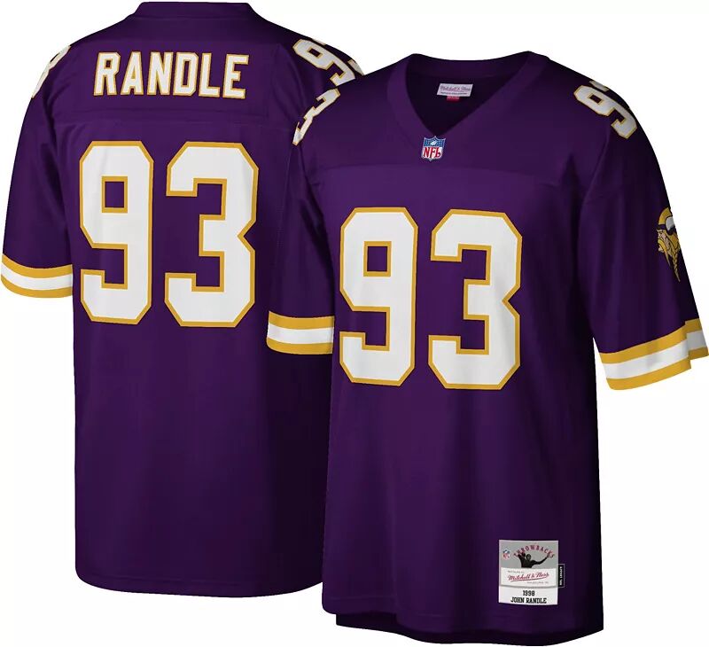Мужская майка Mitchell & Ness Minnesota Vikings John Randle № 93, фиолетовая, 1998 года.