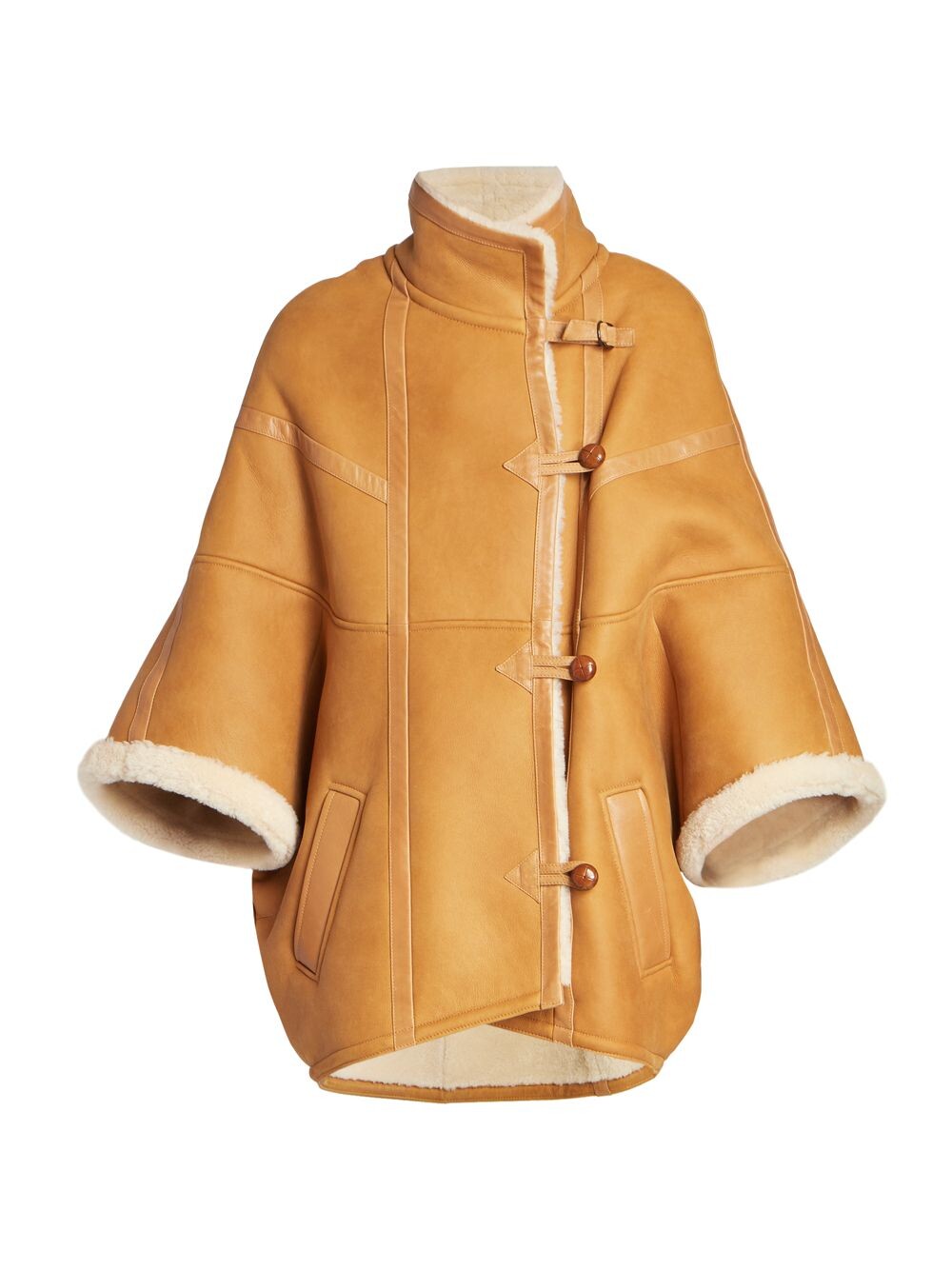 

Накидка из овчины Saint Laurent, экру, Оранжевый