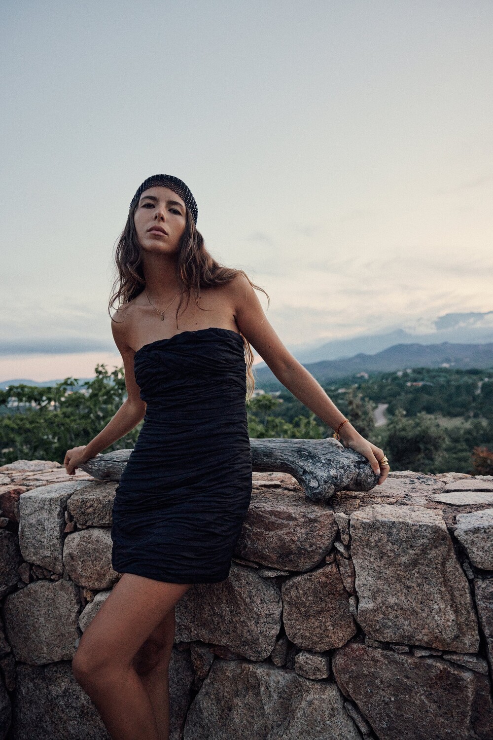 

Мини-платье из льна Zara, черный