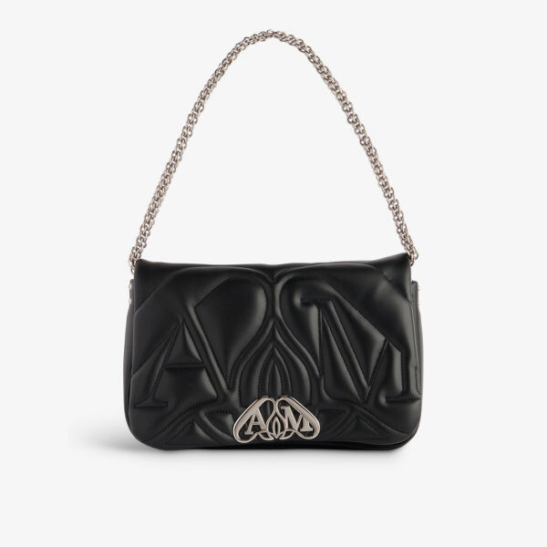

Кожаная сумка через плечо Seal с вышивкой Alexander Mcqueen, черный
