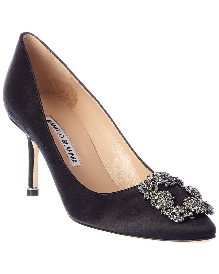 

Атласные туфли Manolo Blahnik Hangisi 70, черный