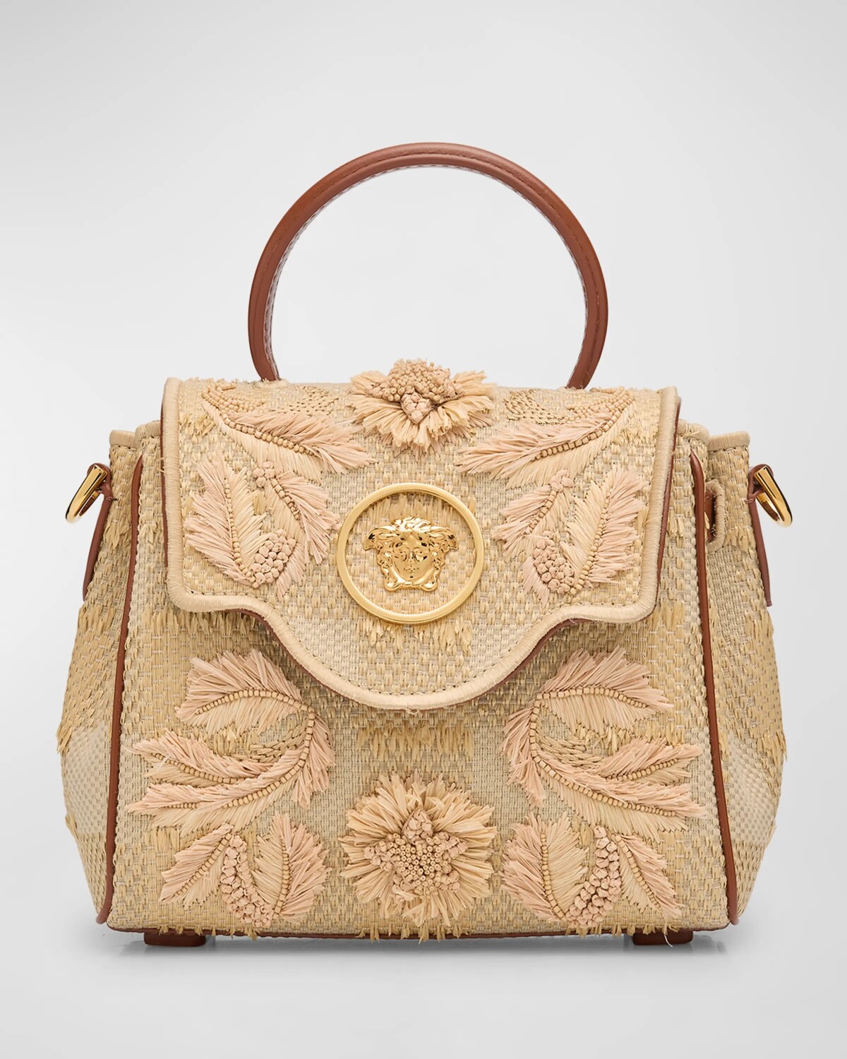 

Сумка La Medusa с цветочным принтом сверху Versace, цвет Rafia Leather
