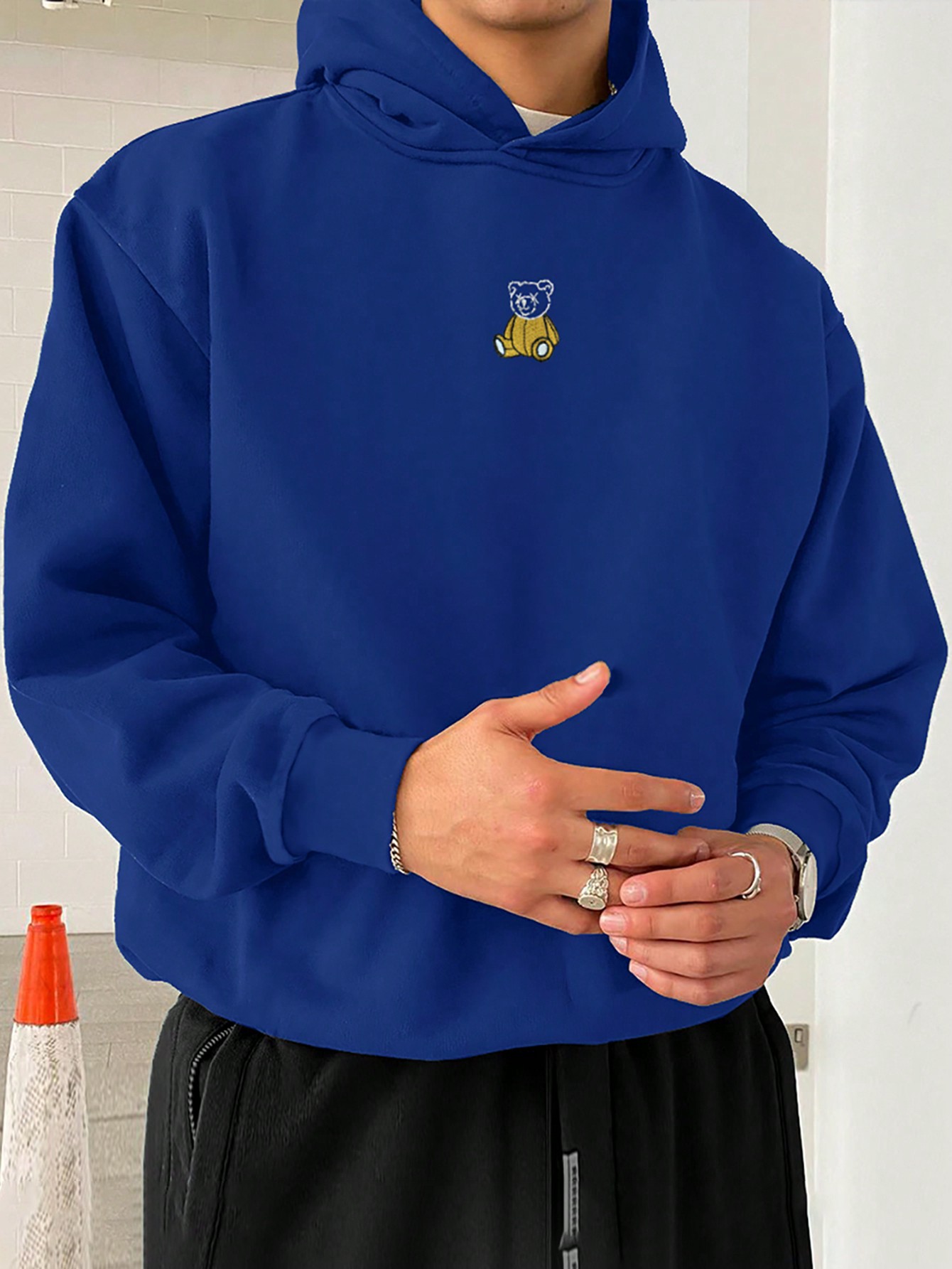 Мужская толстовка с капюшоном Manfinity Hypemode, синий и белый мужская повседневная флисовая толстовка с капюшоном manfinity hypemode черный