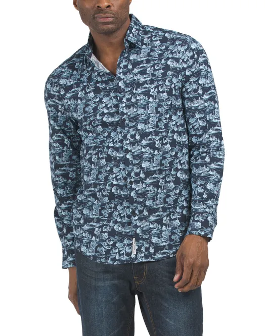 

Тканая рубашка из поплина с длинными рукавами Original Penguin, цвет Dark Sapphire